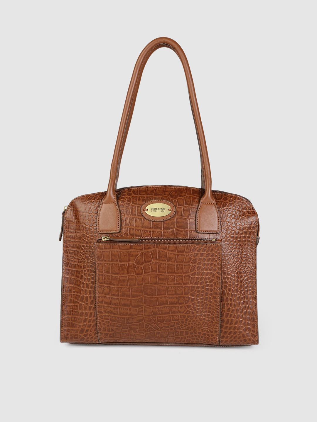 

Hidesign Women Tan Brown Textured Leather Shoulder Bag