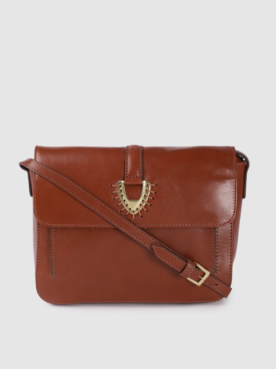 

Hidesign Tan Brown Leather Structured Sling Bag