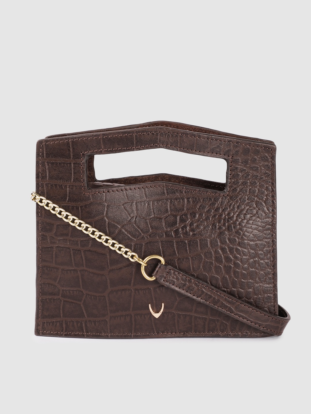

Hidesign Women Brown Animal Textured Leather Structured Sling Bag