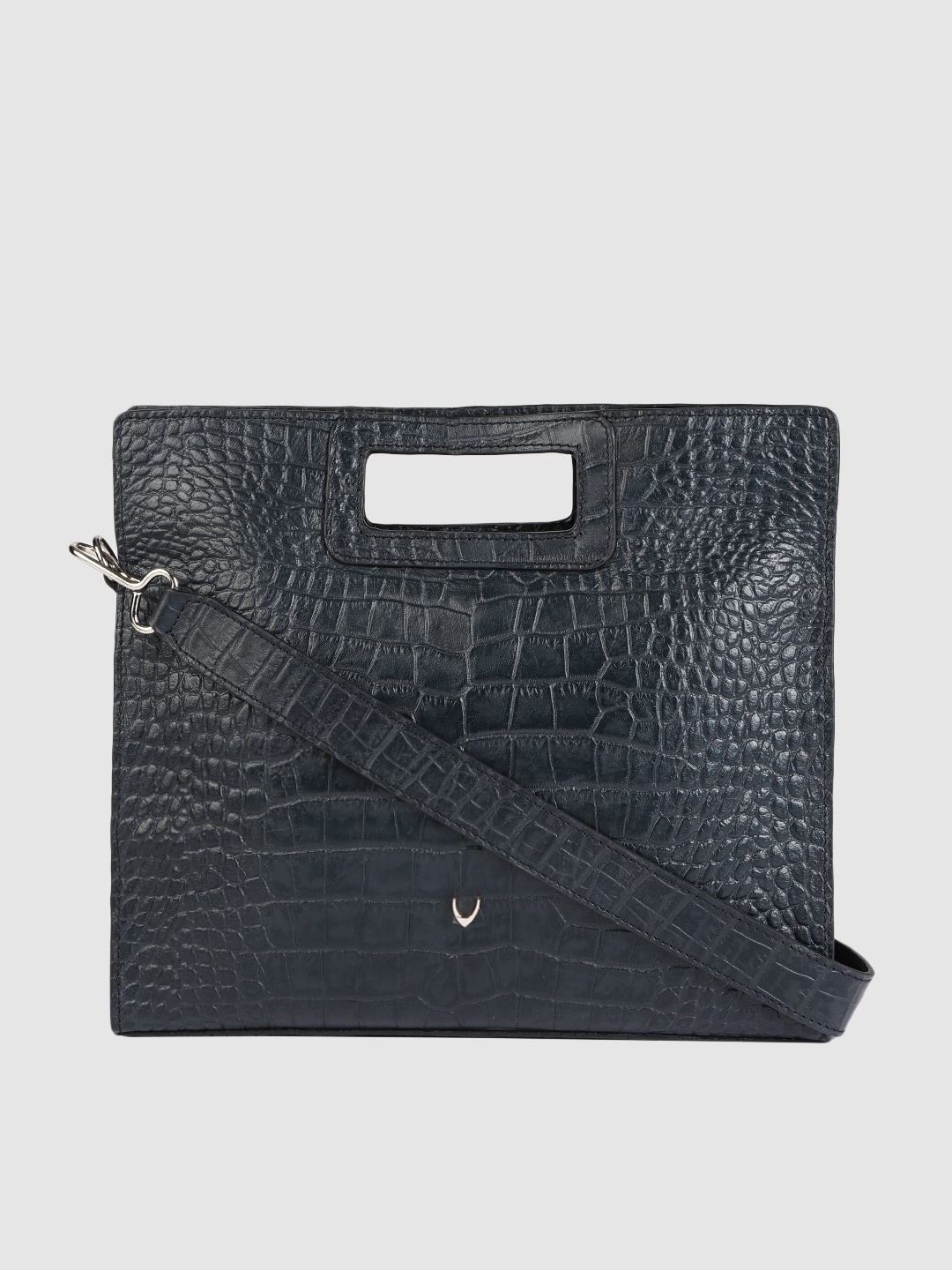 

Hidesign Blue Animal Textured Leather Structured Handheld Bag
