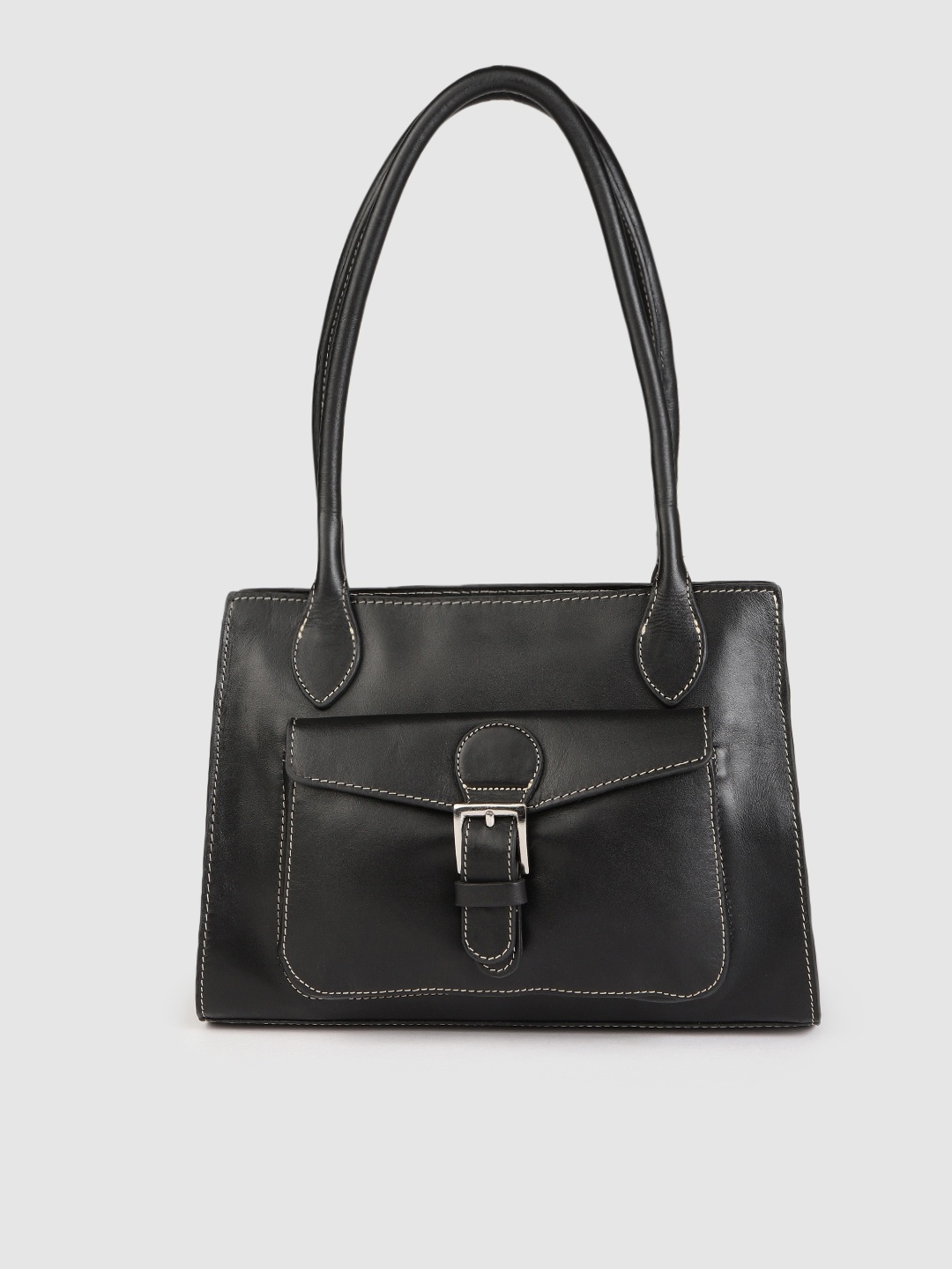 

Hidesign Women Black Leather Structured Shoulder Bag