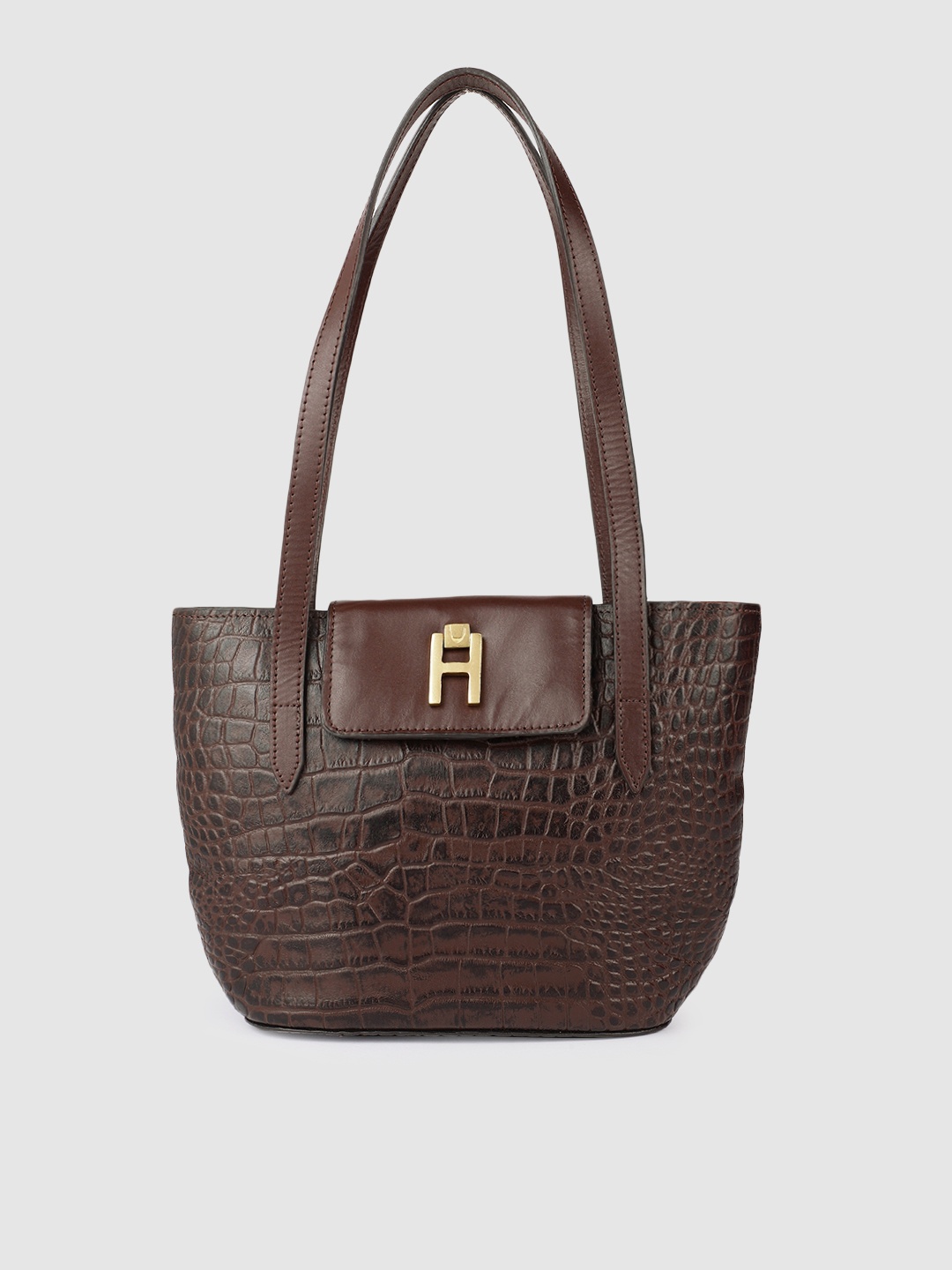 

Hidesign Brown Textured Leather Shoulder Bag