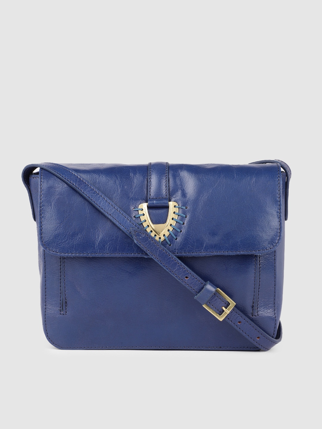

Hidesign Blue Leather Structured Sling Bag