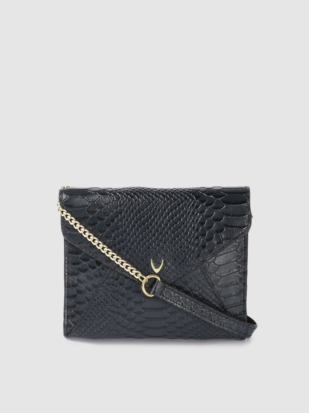 

Hidesign Blue Animal Textured Leather Structured Sling Bag