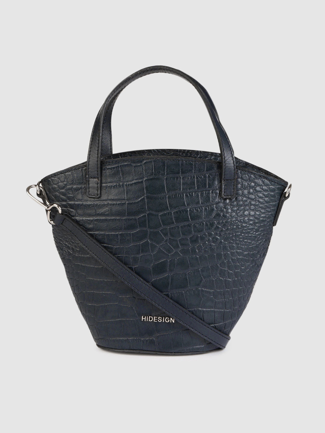 

Hidesign Blue Animal Textured Leather Bucket Handheld Bag