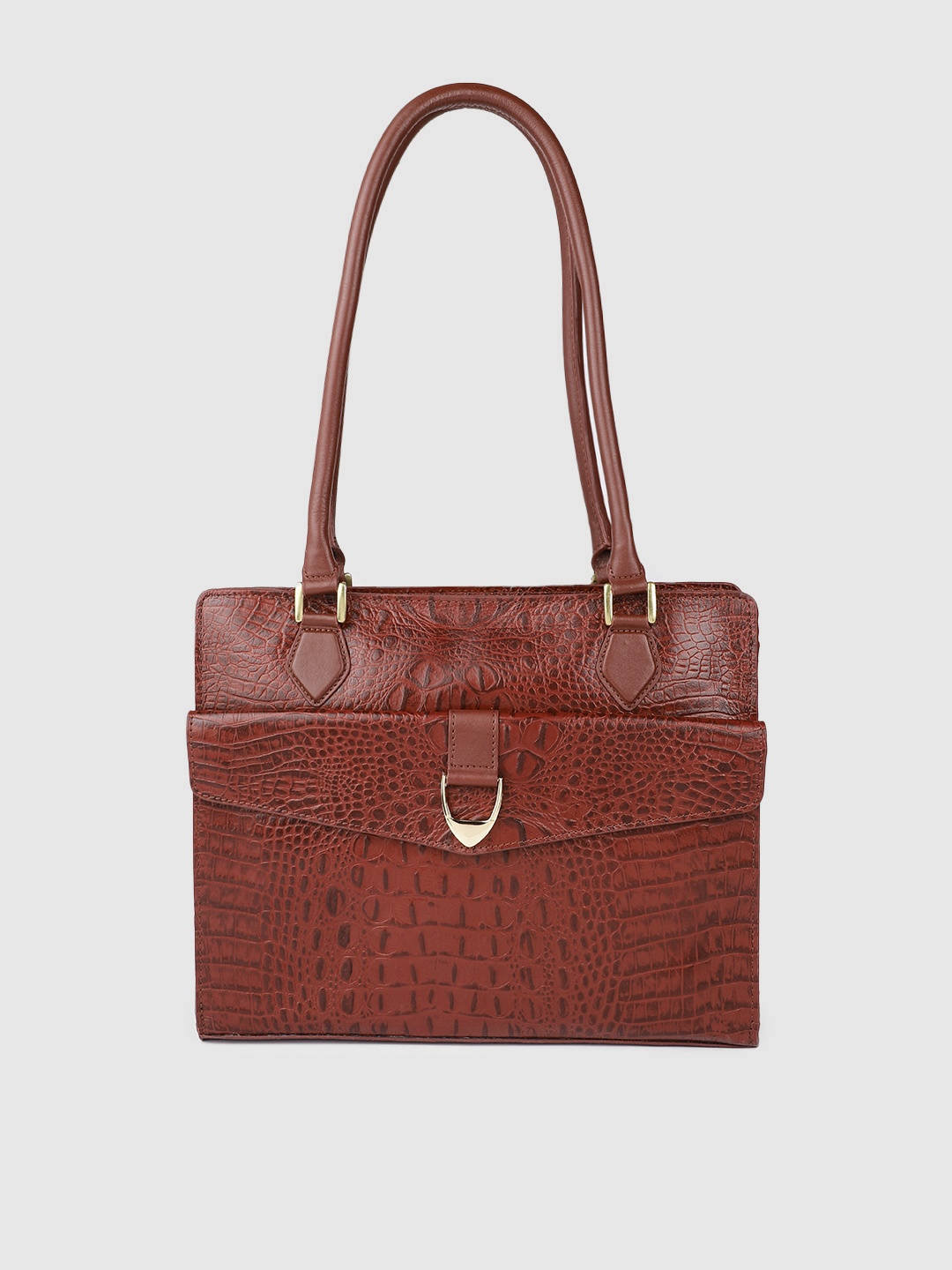 

Hidesign Women Maroon Animal Textured Leather Structured Shoulder Bag