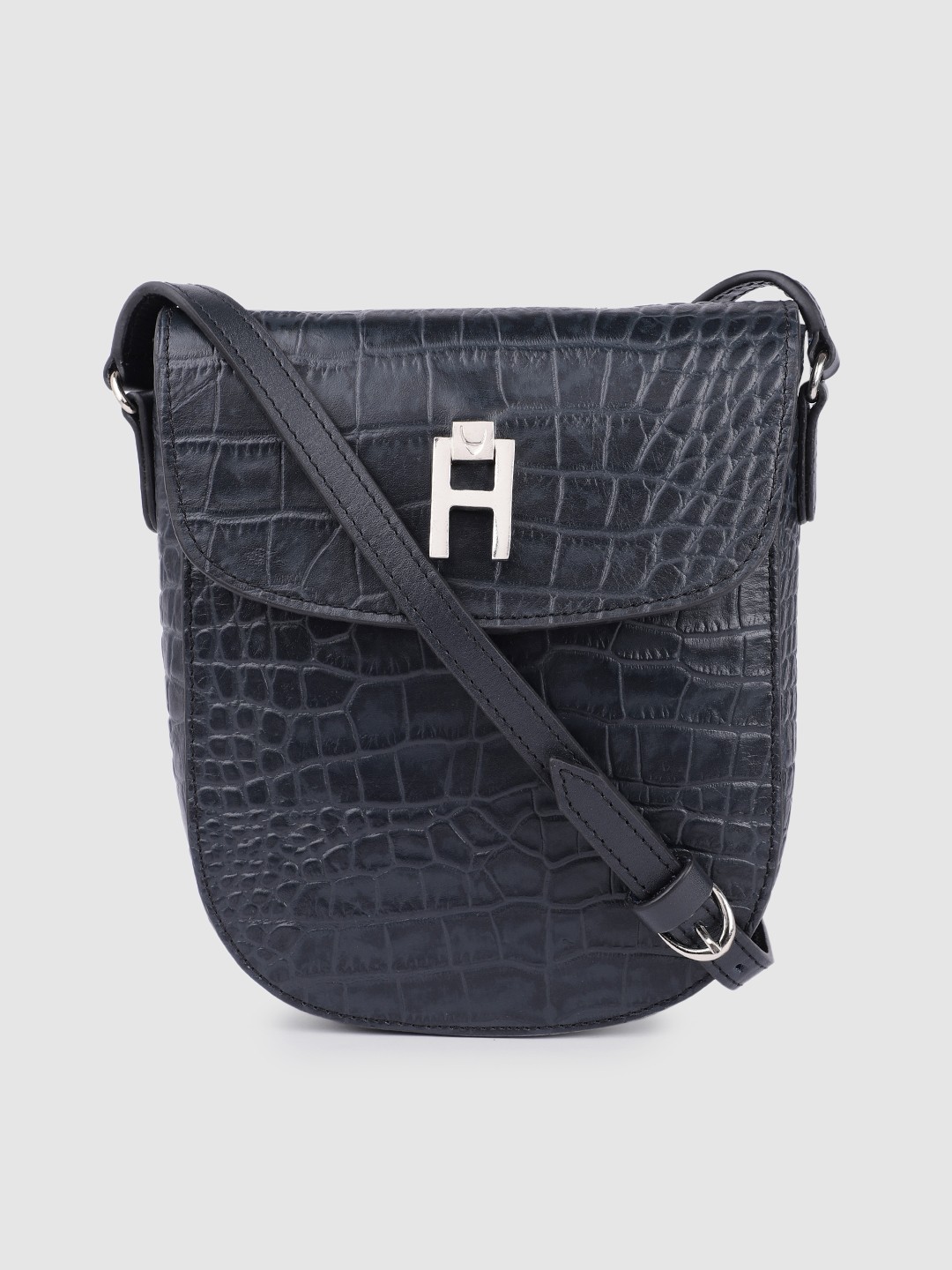 

Hidesign Navy Blue Textured Leather Sling Bag
