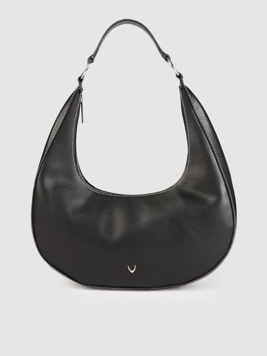 

Hidesign Women Black Leather Structured Hobo Bag