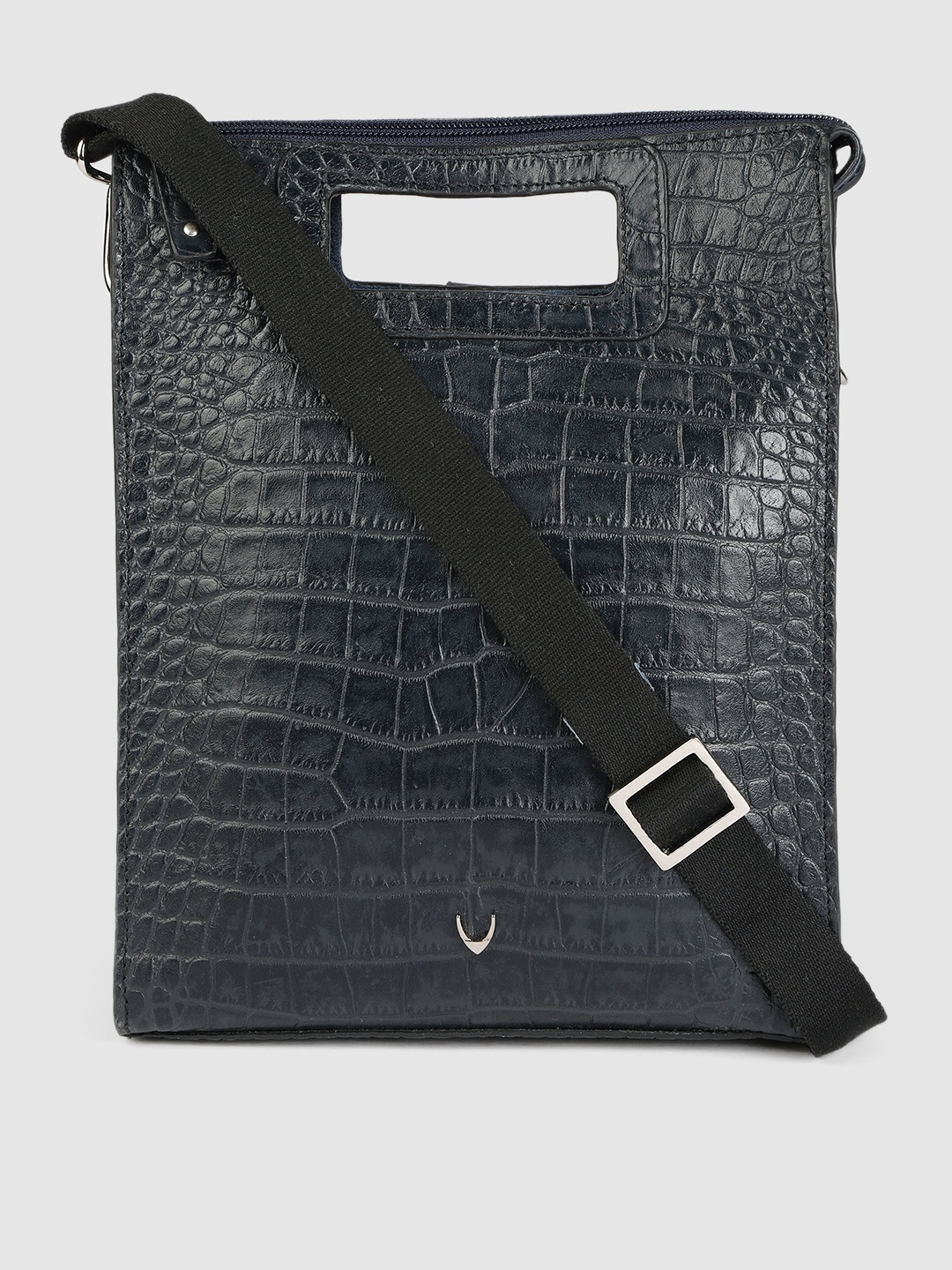 

Hidesign Blue Animal Textured Leather Structured Sling Bag