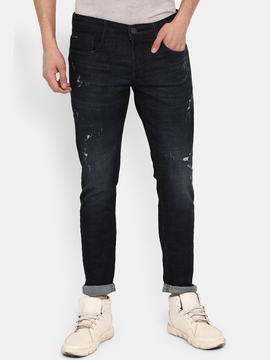 

V-Mart Men Blue Low Distress Light Fade Jeans