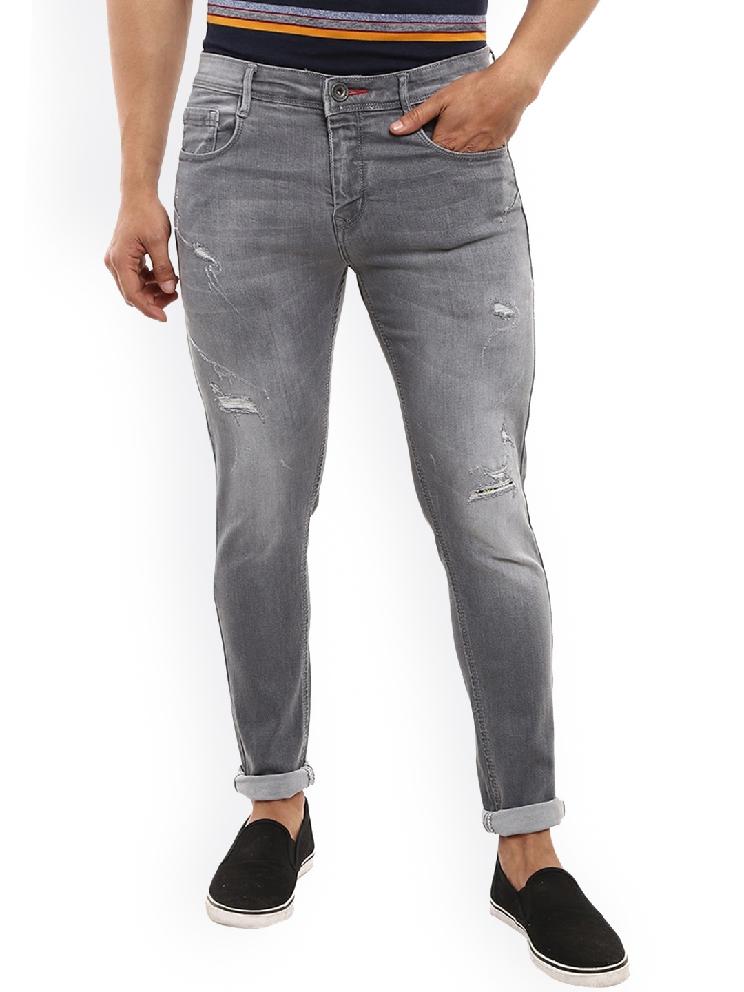 

V-Mart Men Grey Mildly Distressed Heavy Fade Jeans