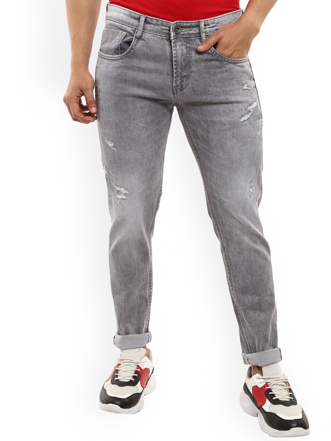 

V-Mart Men Grey Mildly Distressed Heavy Fade Jeans