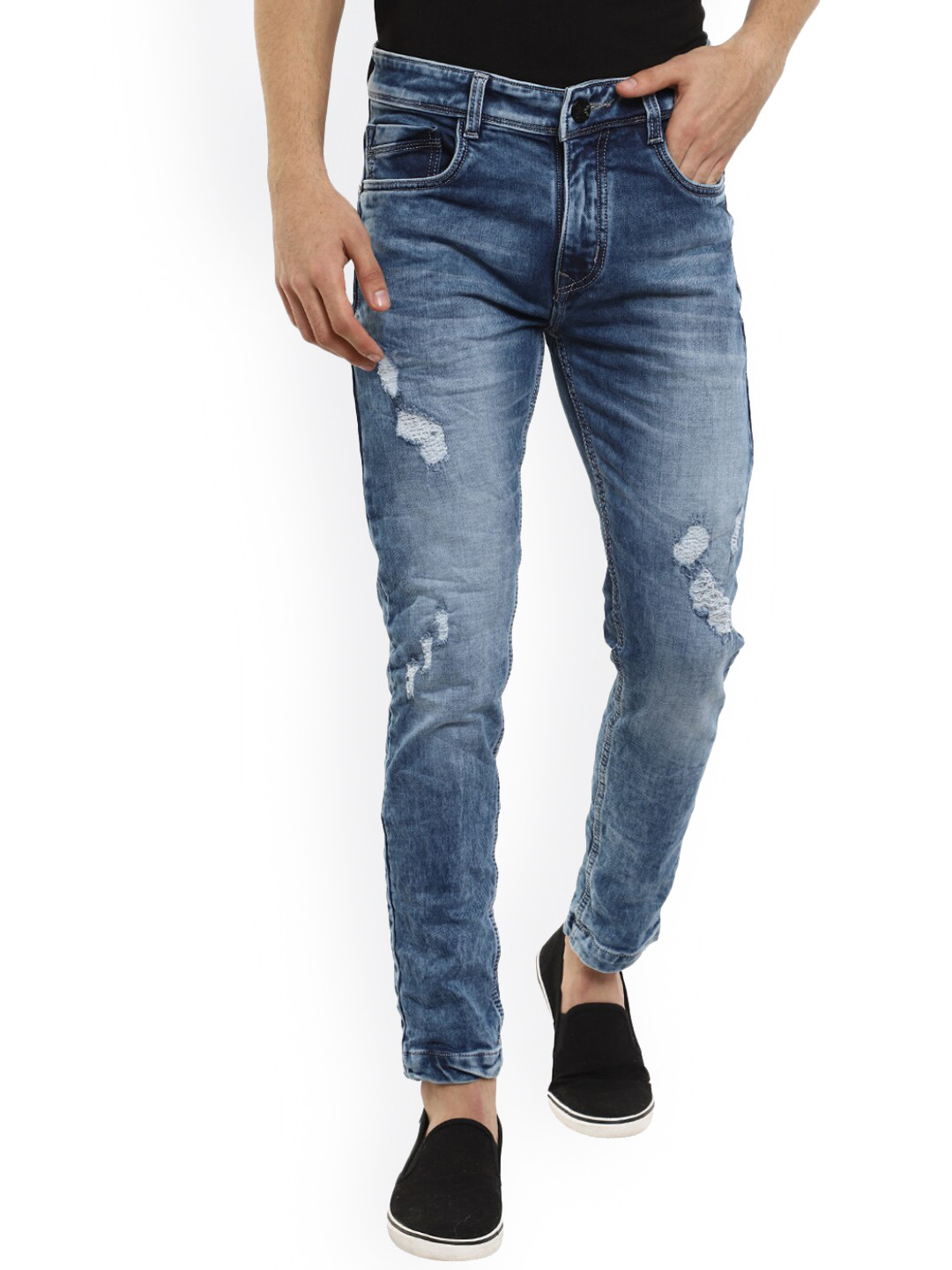 

V-Mart Men Blue Mildly Distressed Heavy Fade Jeans