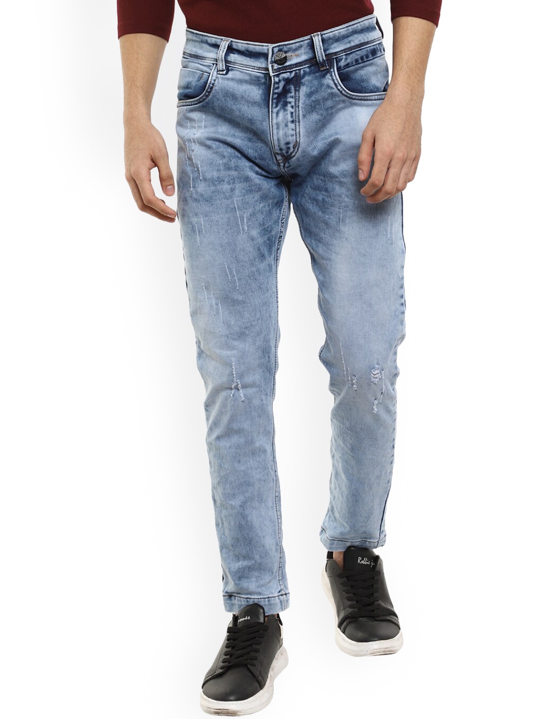 

V-Mart Men Blue Slash Knee Heavy Fade Jeans