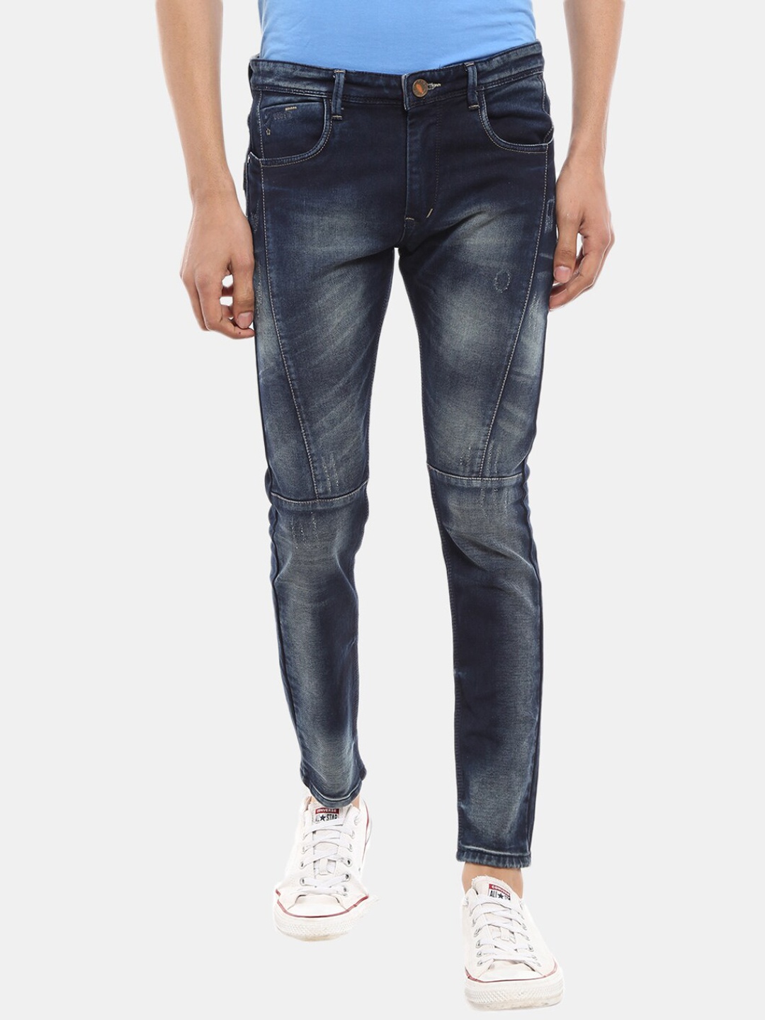 

V-Mart Men Blue Slash Knee Heavy Fade Jeans