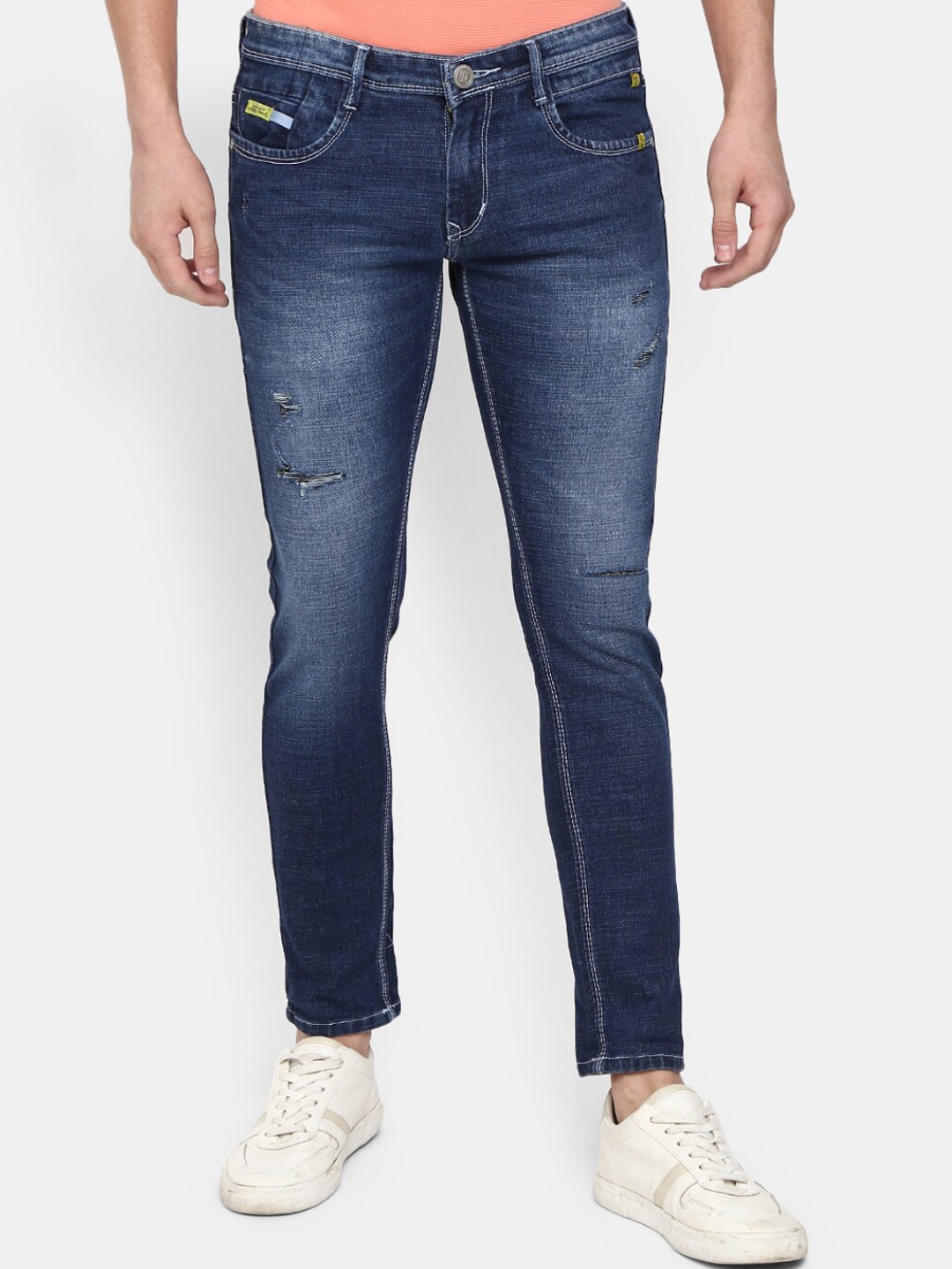 

V-Mart Men Blue Low Distress Heavy Fade Jeans