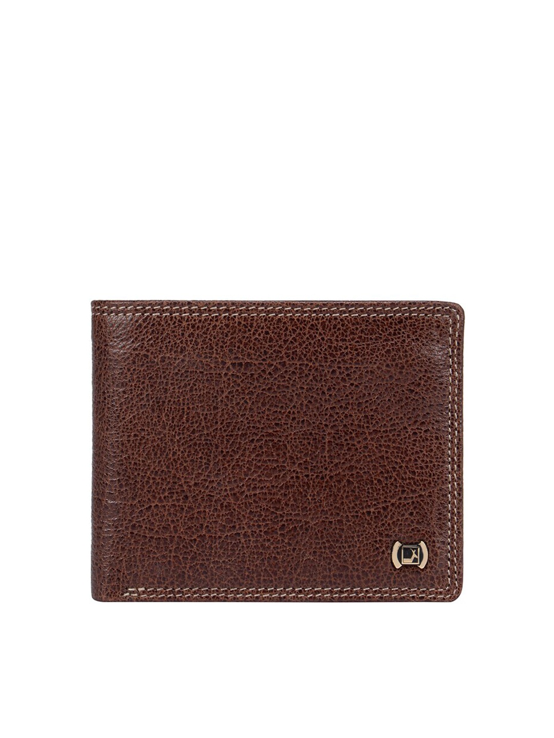 

Da Milano Men Brown & Black Textured Leather Two Fold Wallet