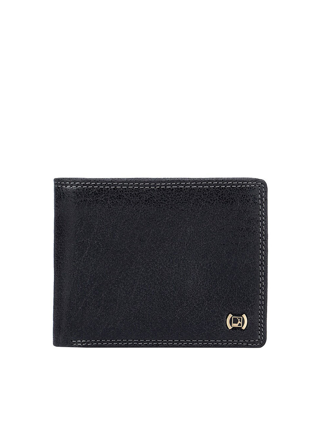 

Da Milano Men Blue & Gold-Toned Textured Leather Two Fold Wallet