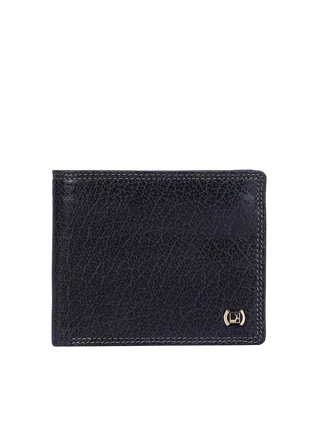 

Da Milano Men Blue & Gold-Toned Textured Leather Two Fold Wallet