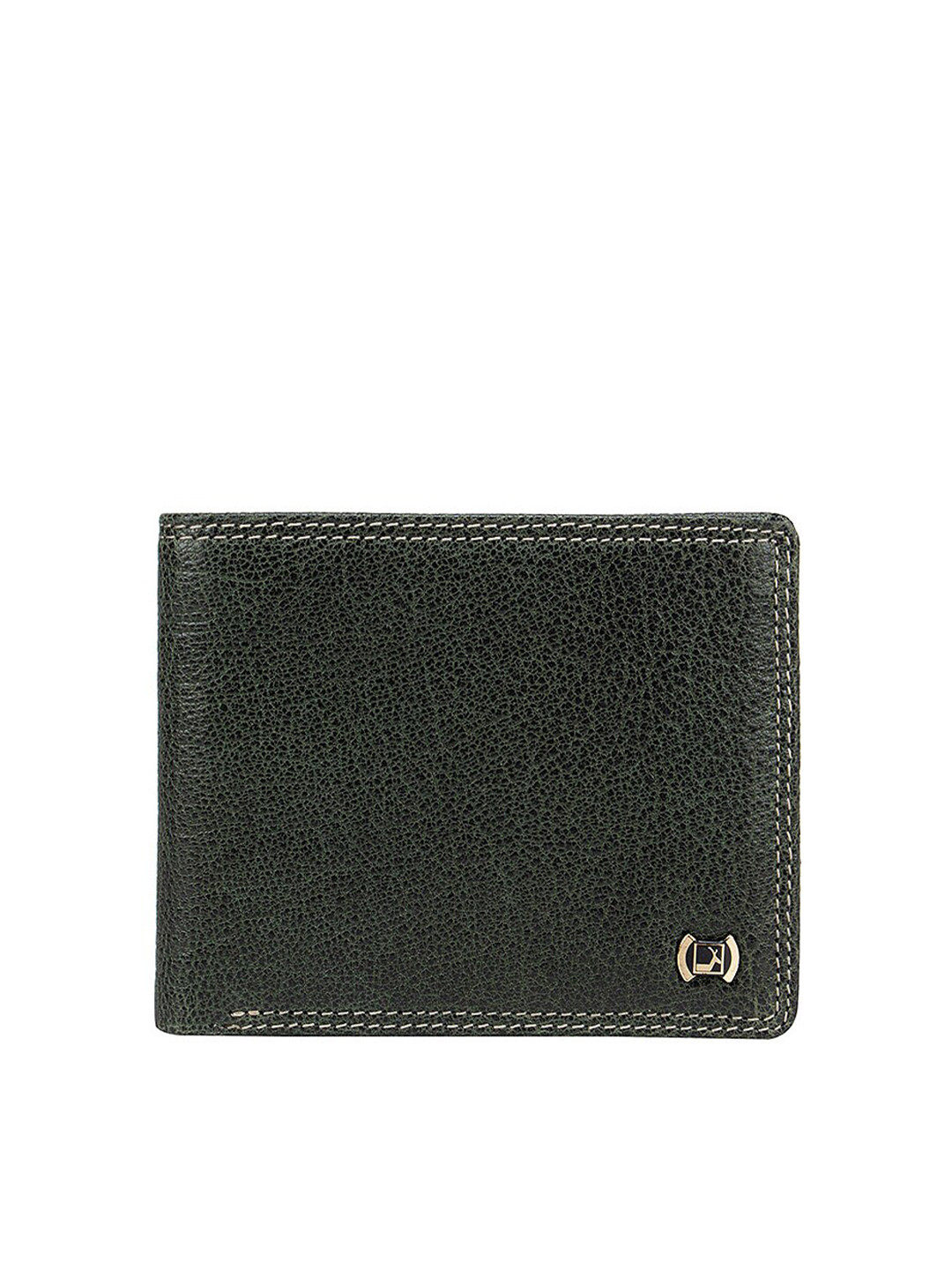 

Da Milano Men Green Textured Leather Two Fold Wallet