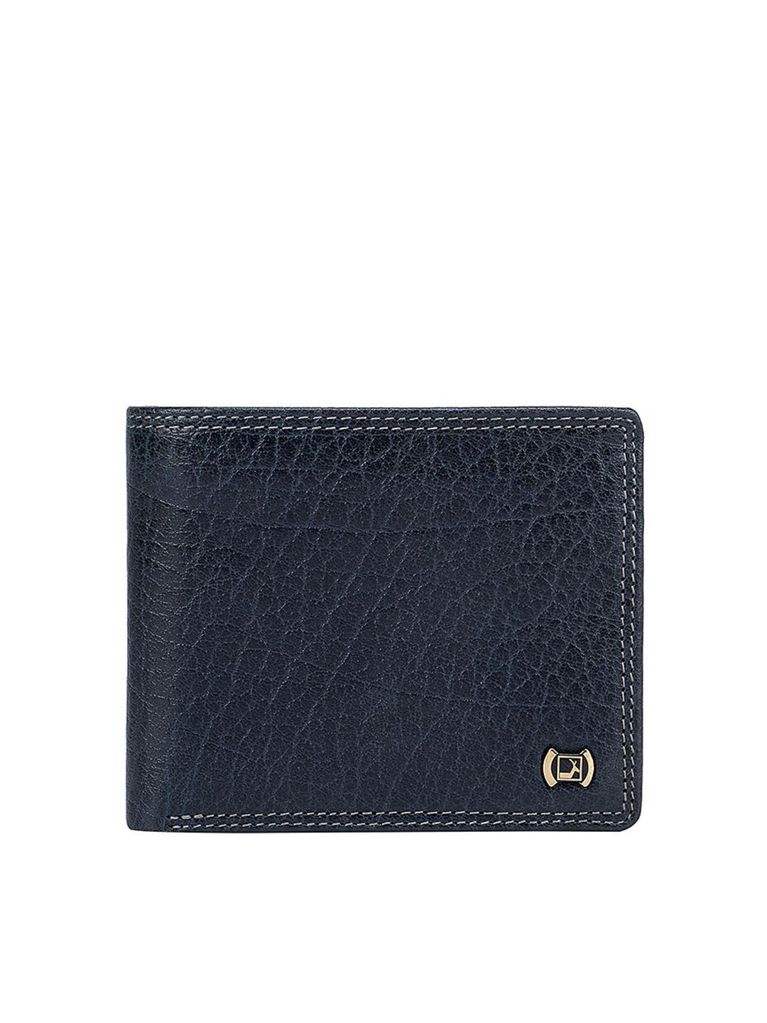 

Da Milano Men Blue Textured Leather Two Fold Wallet