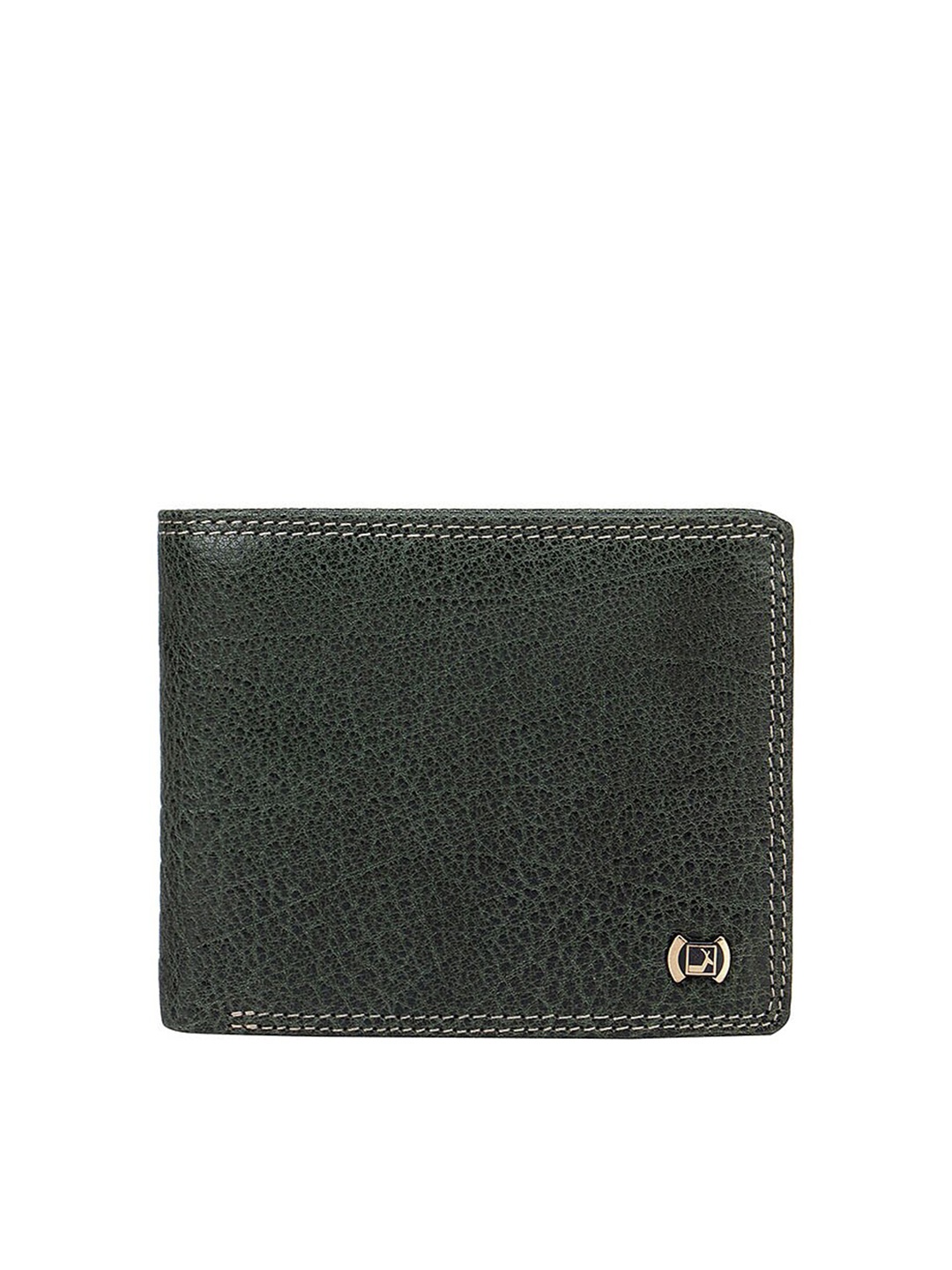 

Da Milano Men Green Textured Leather Two Fold Wallet