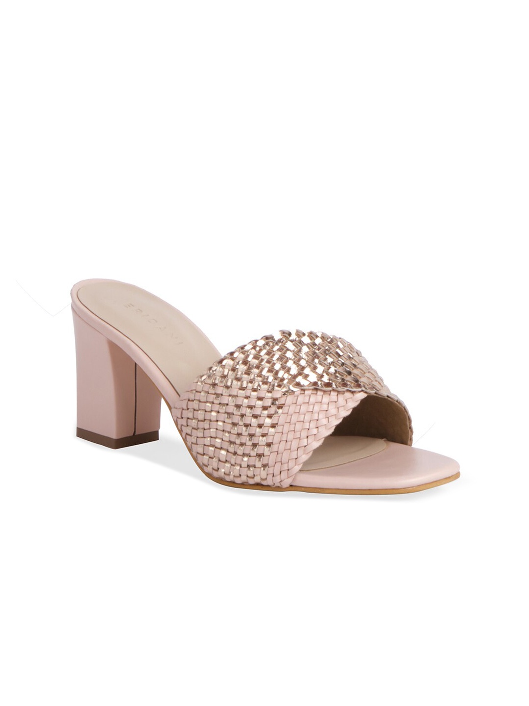 

ERIDANI Rose Gold Textured Block Sandals