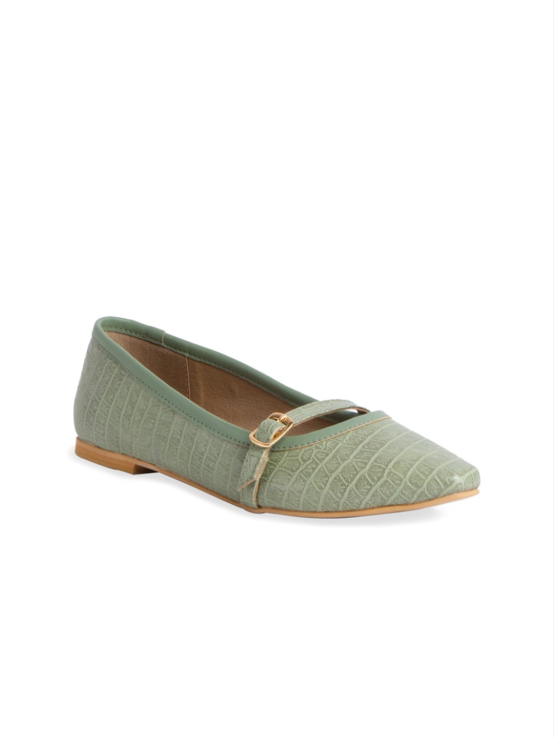 

ERIDANI Women Green Ballerinas with Buckles Flats