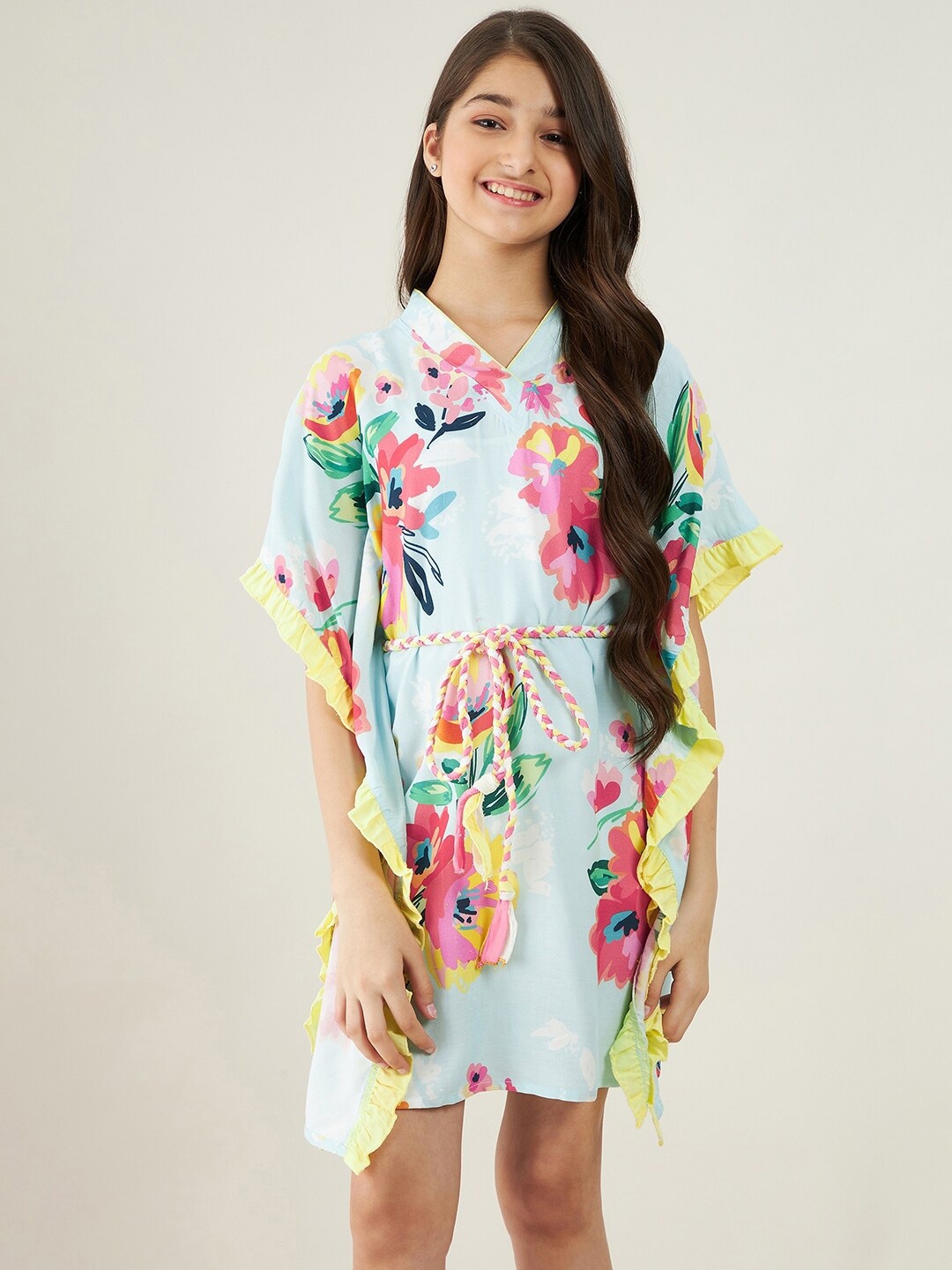 

The Kaftan Company Blue Floral A-Line Dress