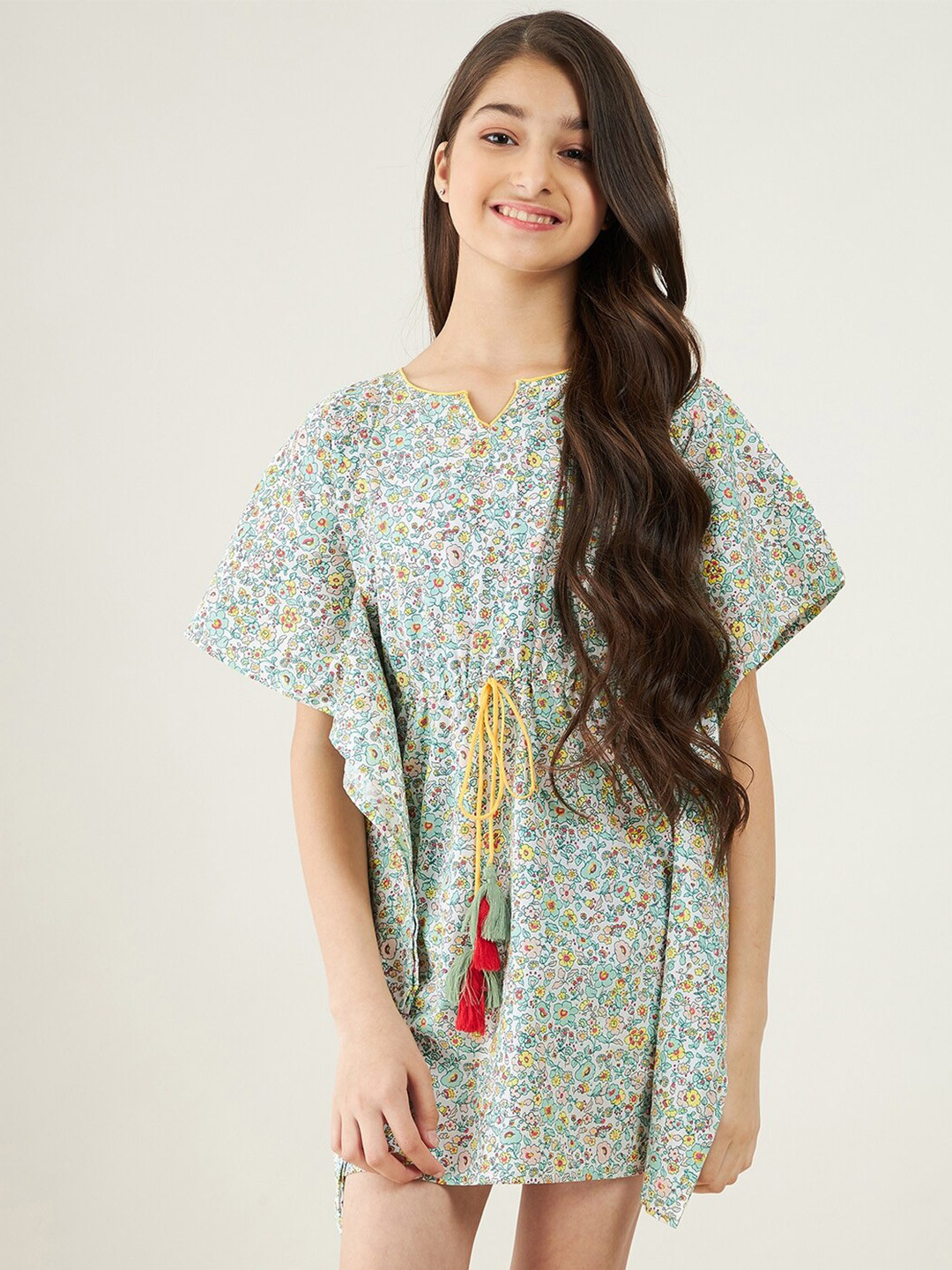 

The Kaftan Company White Floral A-Line Dress