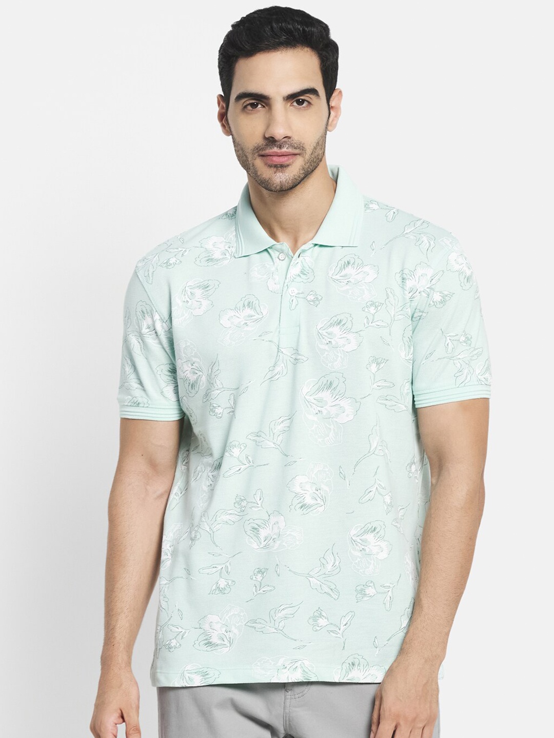 

Octave Men Green Polo Collar T-shirt