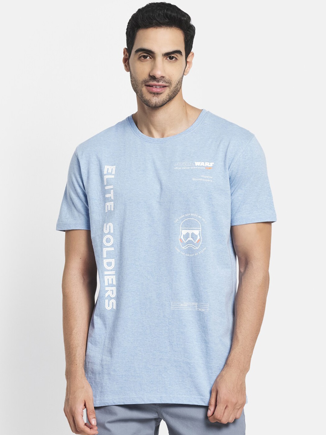 

Octave Men Blue Typography Star Wars Printed Raw Edge T-shirt