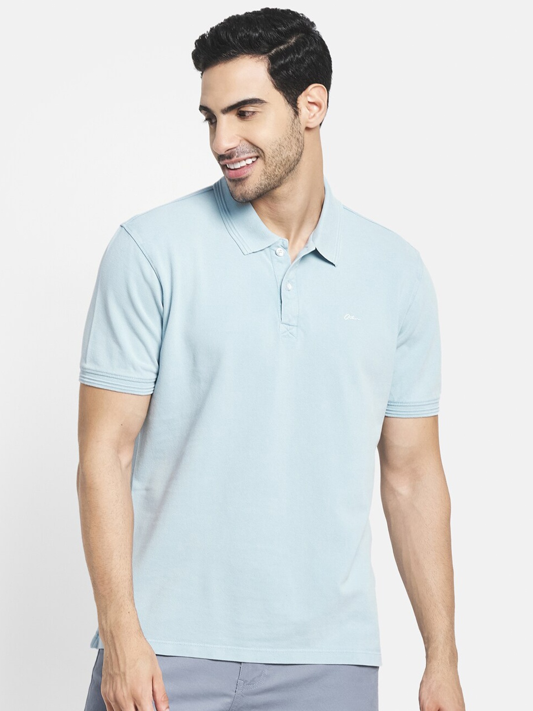 

Octave Men Blue & wan blue Polo Collar T-shirt