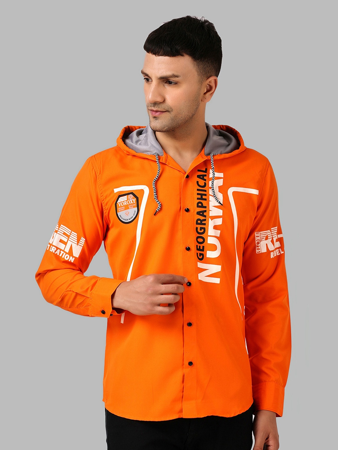 

Voroxy Men Orange Casual Shirt