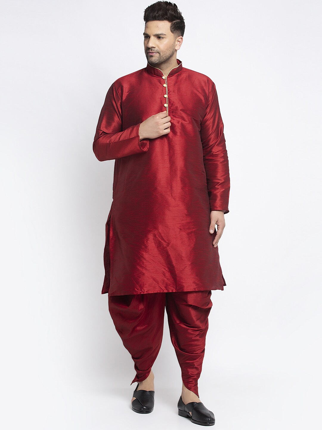 

Benstoke Men Maroon Kurta with Dhoti Pants