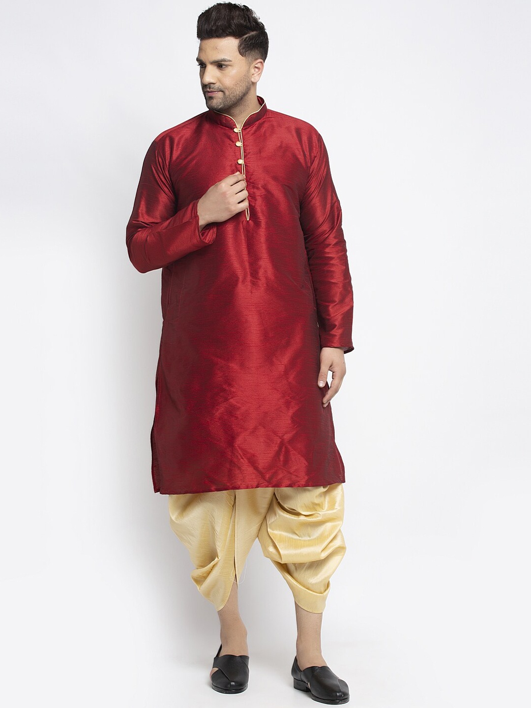 

Benstoke Men Maroon Kurta with Dhoti Pants