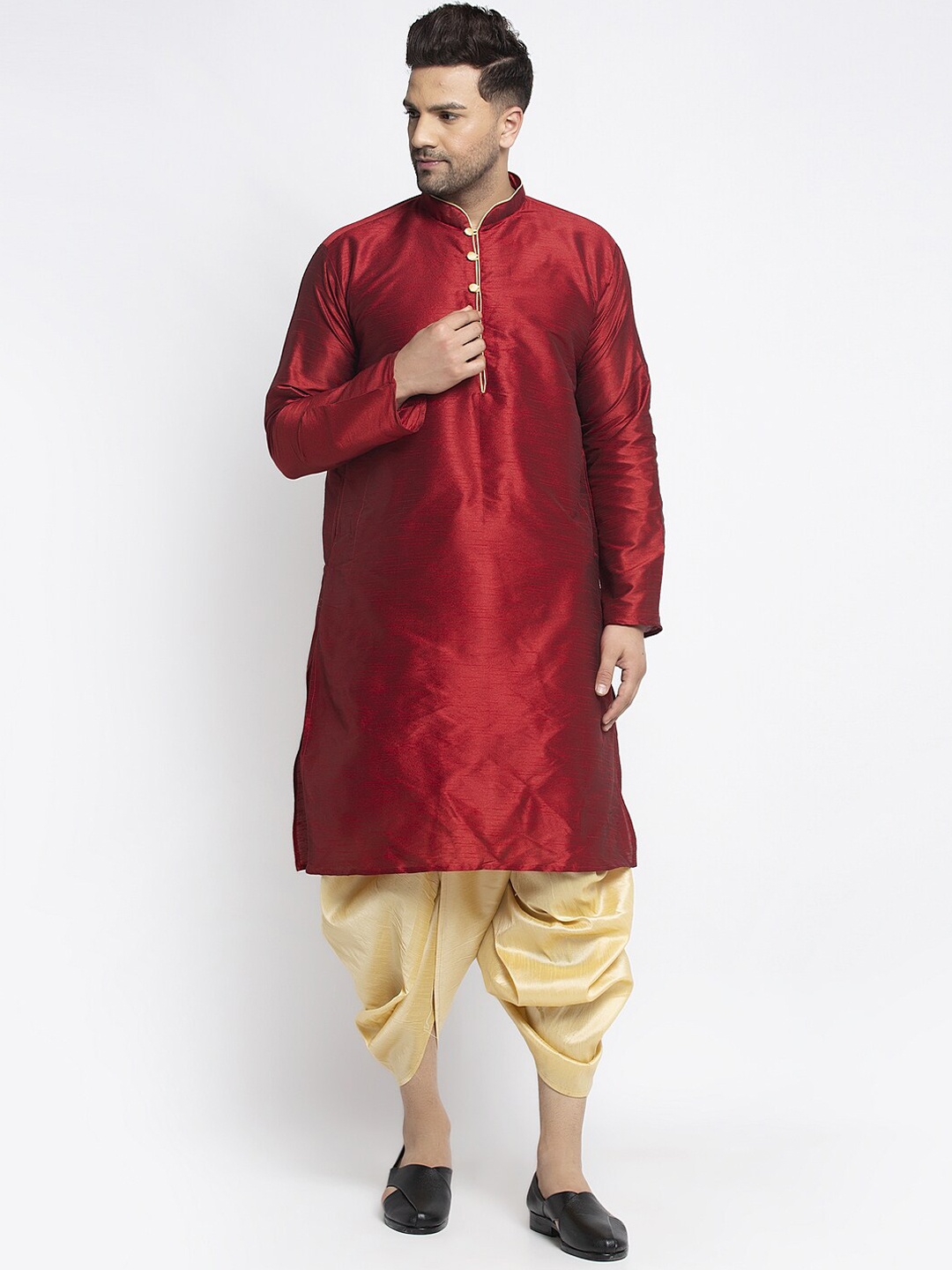

Benstoke Men Maroon Kurta with Dhoti Pants