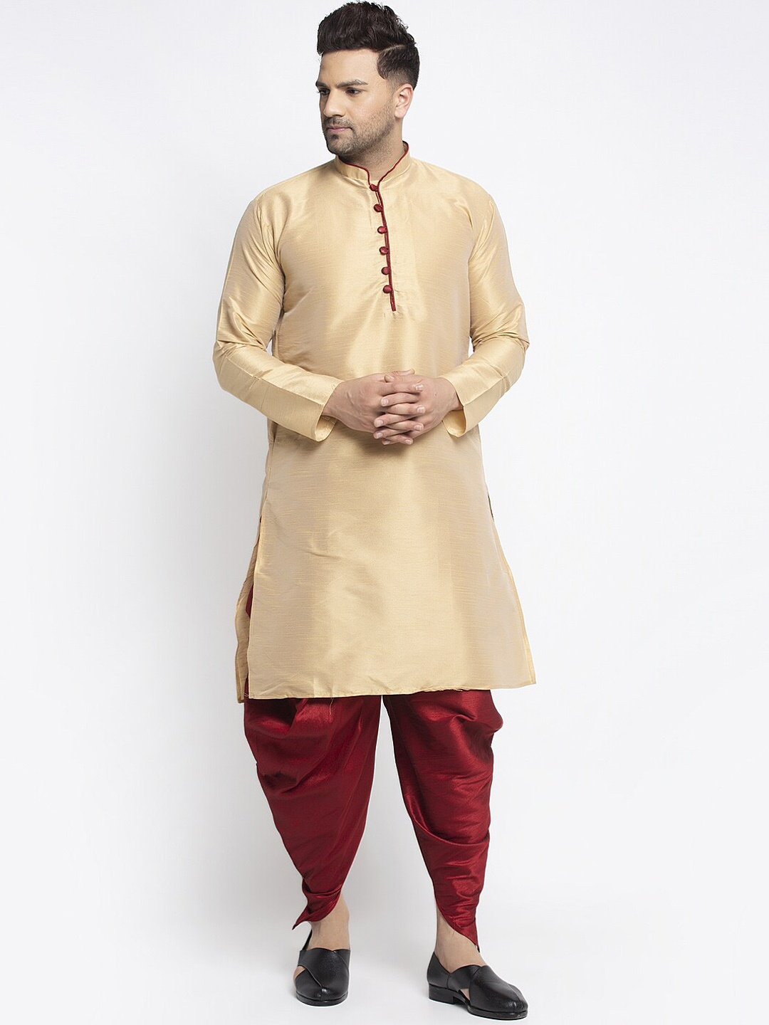 

Benstoke Men Gold-Toned Kurta with Dhoti Pants