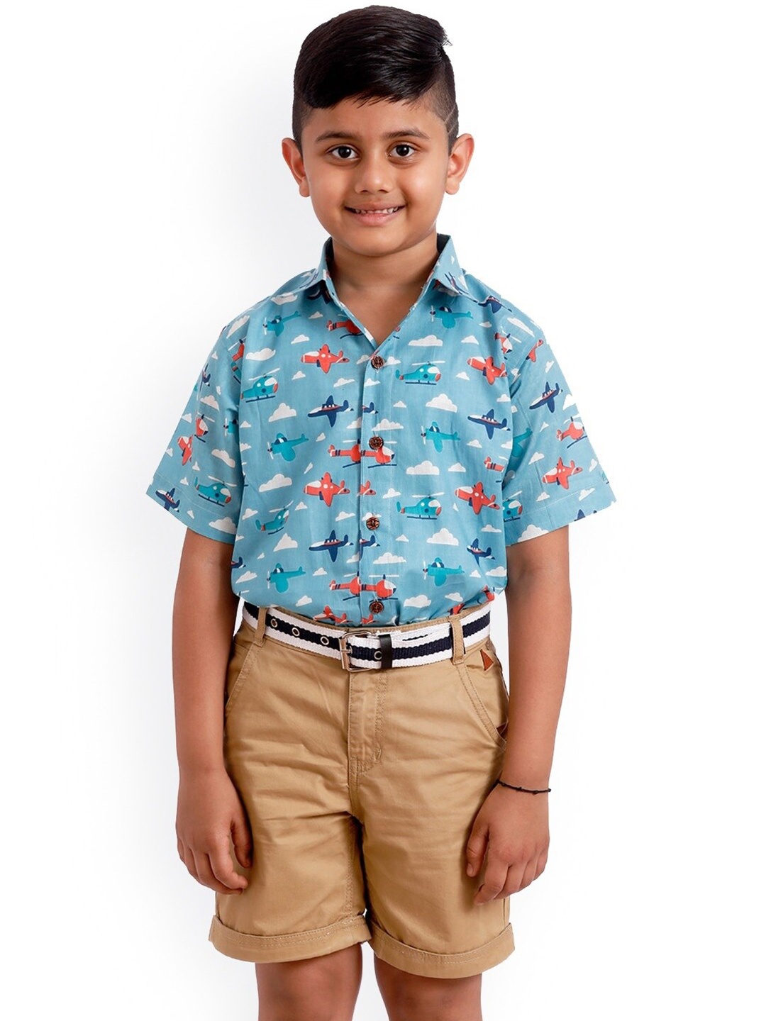 

SOULFULLY INDIAN Boys Blue Floral Printed Casual Shirt