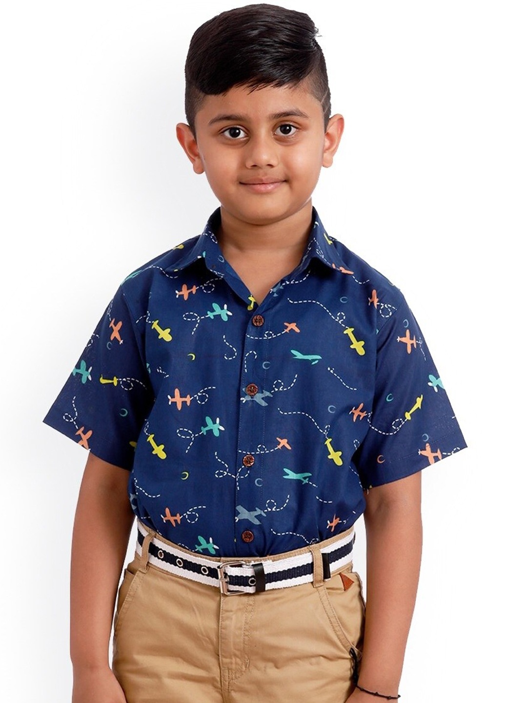

SOULFULLY INDIAN Boys Navy Blue Printed Casual Shirt