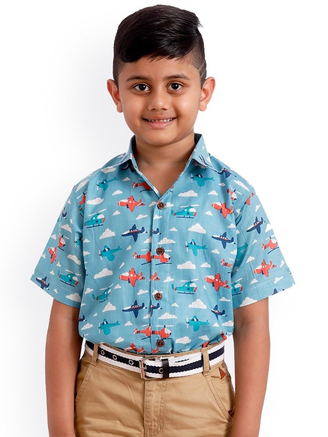 

SOULFULLY INDIAN Boys Blue Floral Printed Casual Shirt