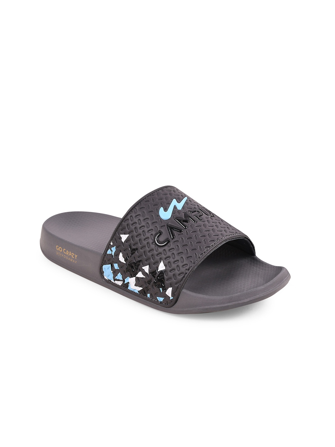 

Campus Men Grey & Blue Printed Sliders