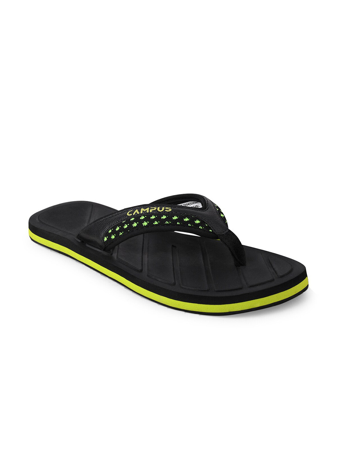 

Campus Men Black & Green Striped Thong Flip-Flops