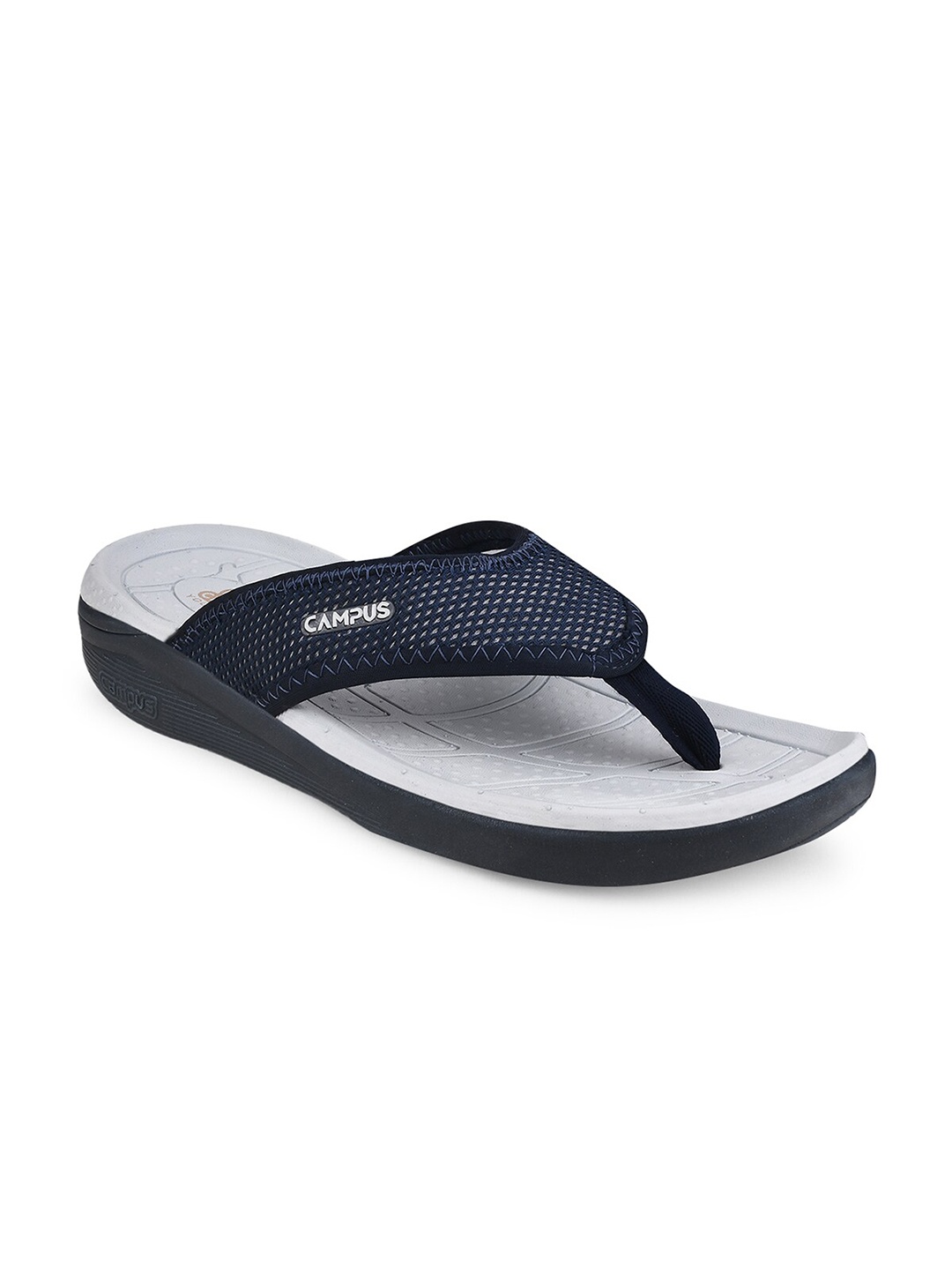

Campus Men Navy Blue & Grey Printed Thong Flip-Flops