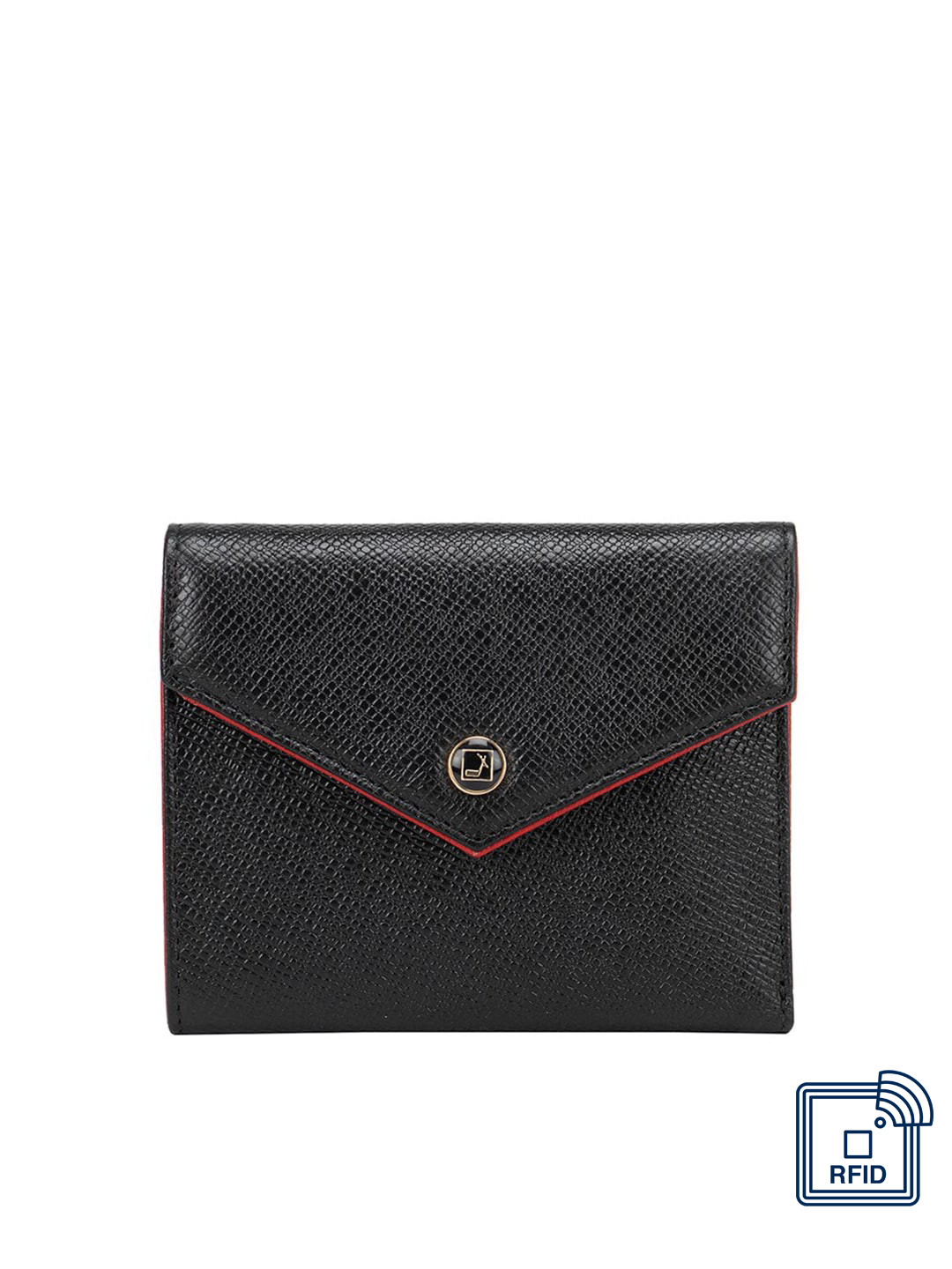 

Da Milano Women Black & Red Leather Three Fold Wallet