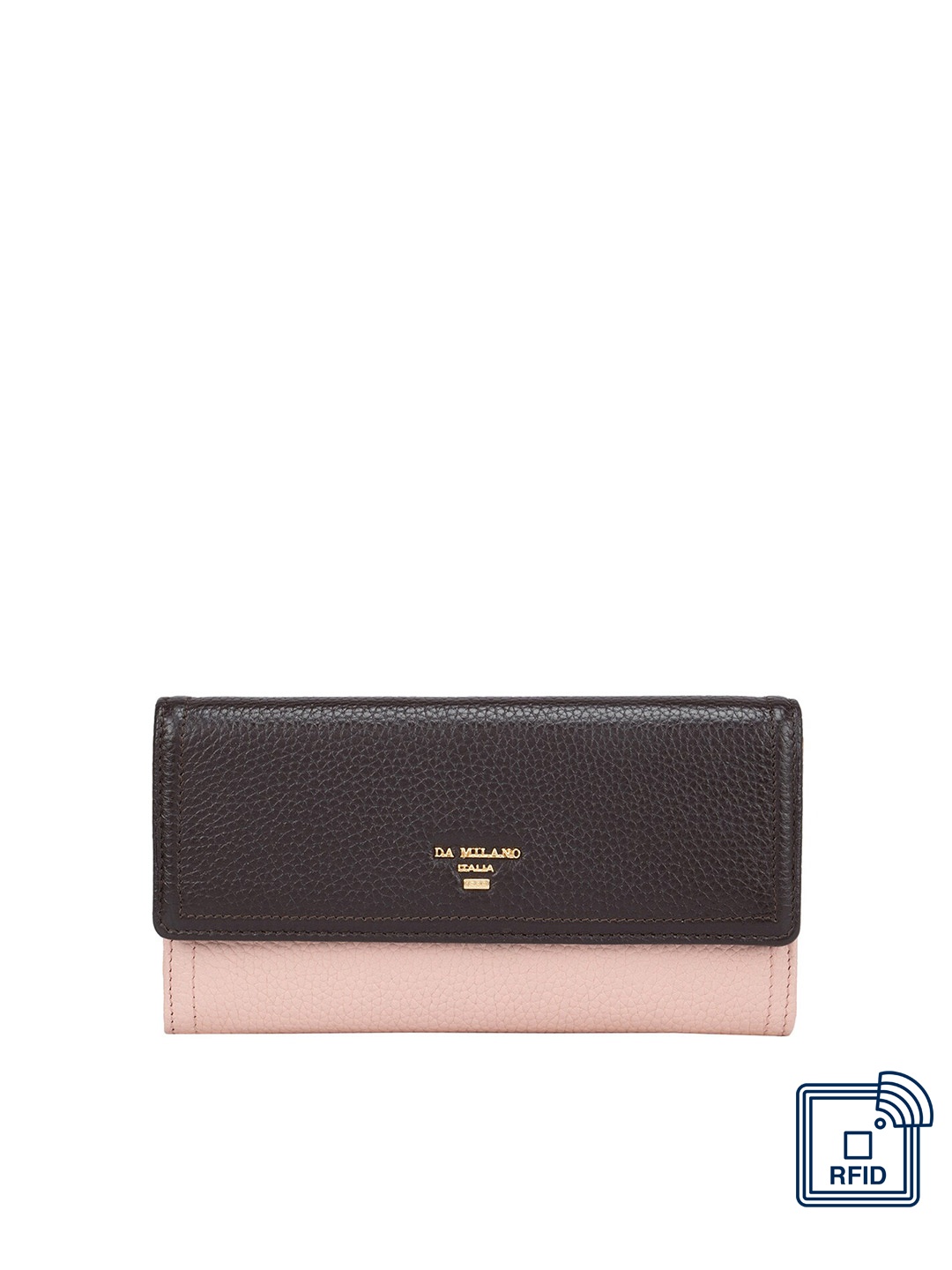 

Da Milano Women Brown & Pink Leather Two Fold Wallet