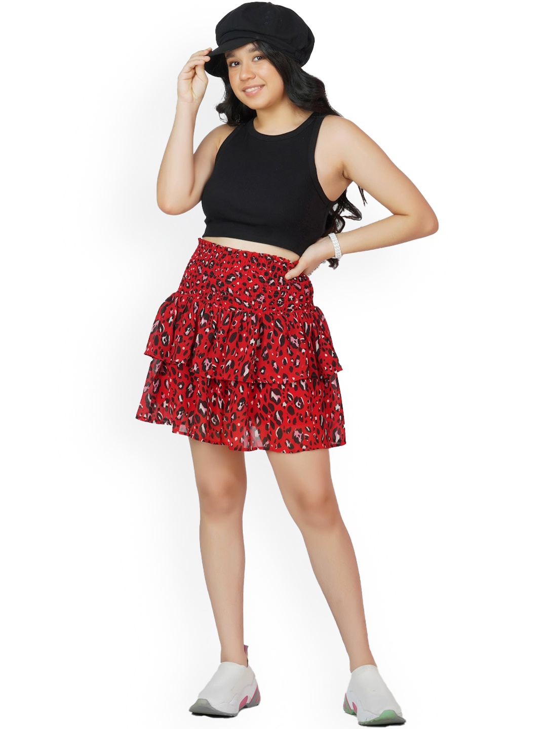 

Dress My Angel Girls Red Printed Skort Skirts