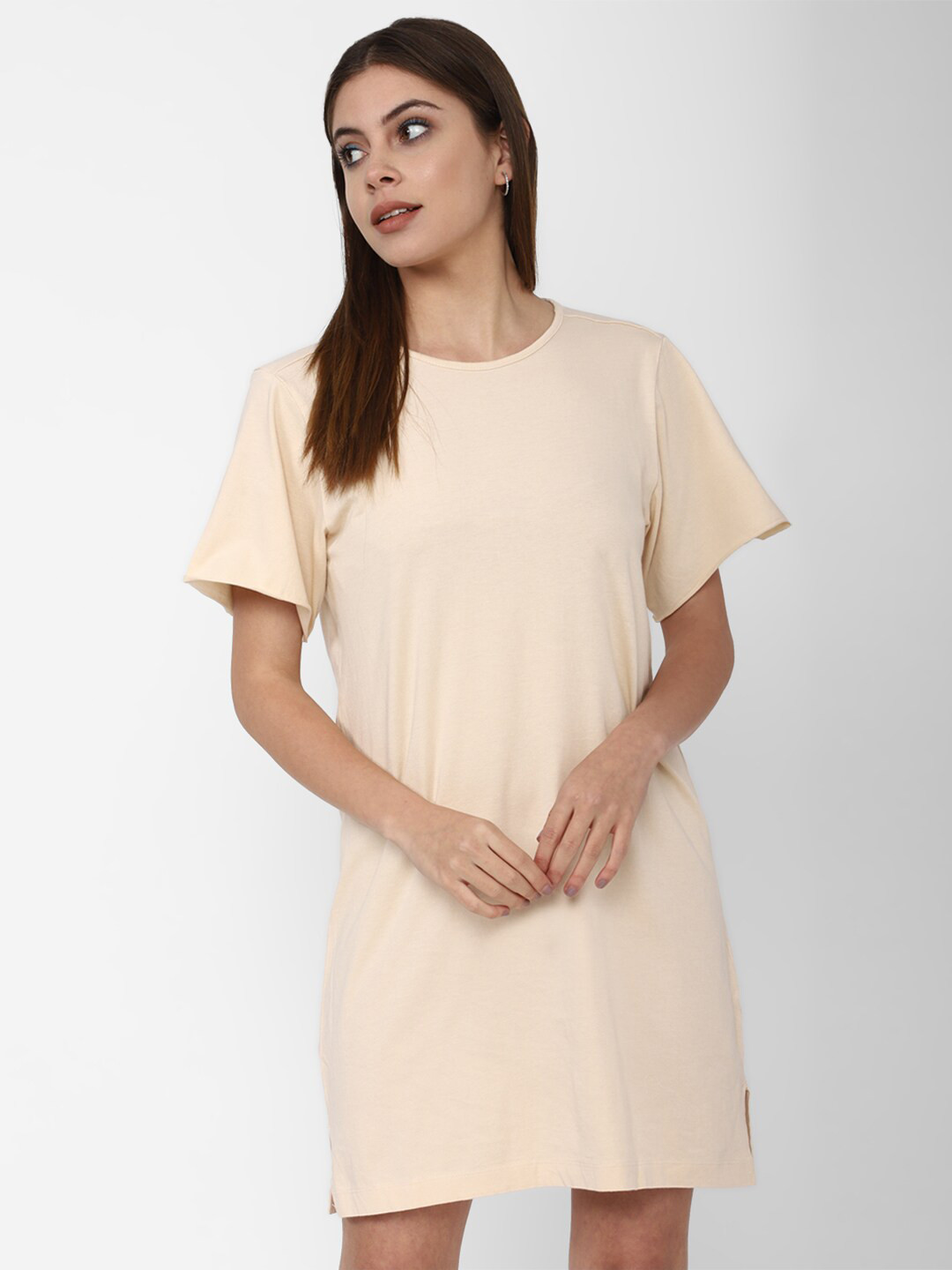 

FOREVER 21 Beige & almond T-shirt Dress