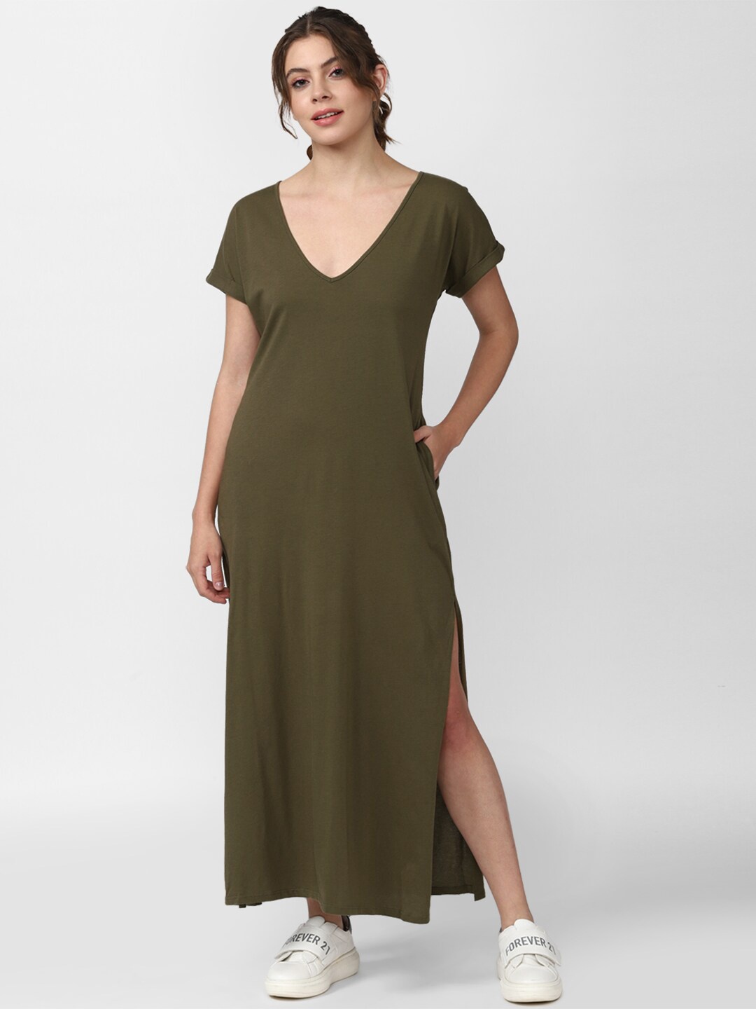 

FOREVER 21 Olive Green & greener pastures Maxi Dress