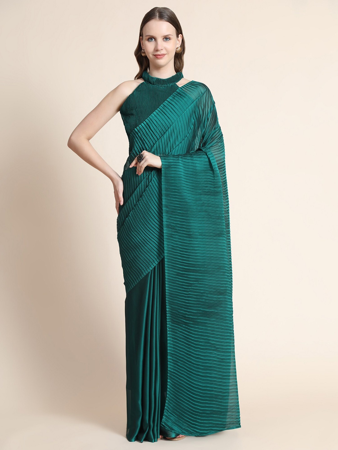 

ORUS Teal Silk Blend Saree